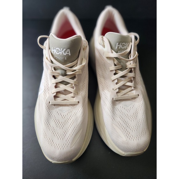 Hoka Bondi 8 Men's Running Shoes Light Beige Cream Size 13D - Picture 2 of 9
